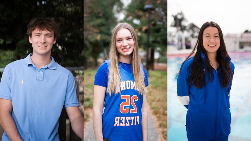 Portraits of three athletes